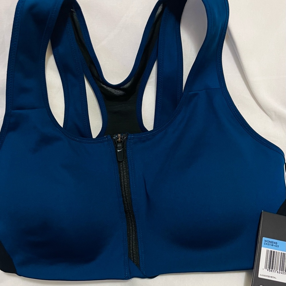 Nike Navy Zip-Front Sports Bra